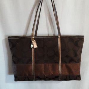 Coach Canvas Tote Brown/Copper  # HO767-11099